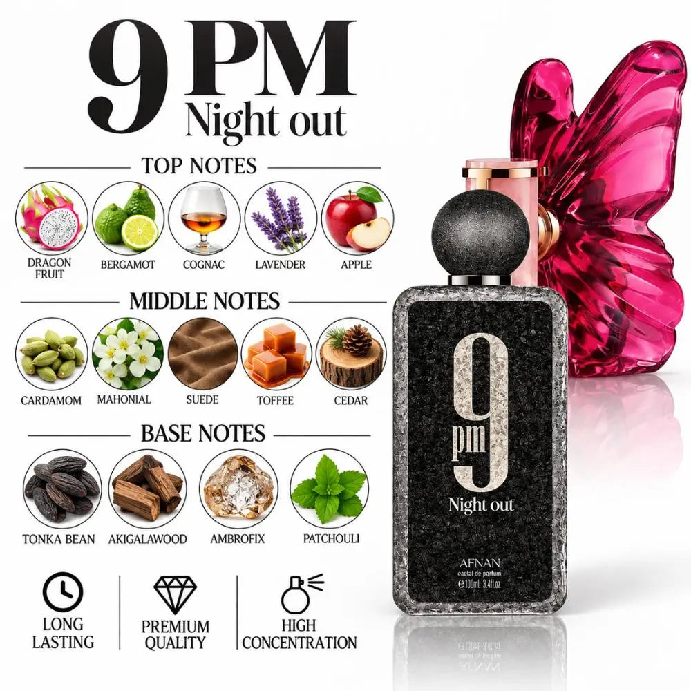 9 PM Night Out Perfume With a fragrance notes