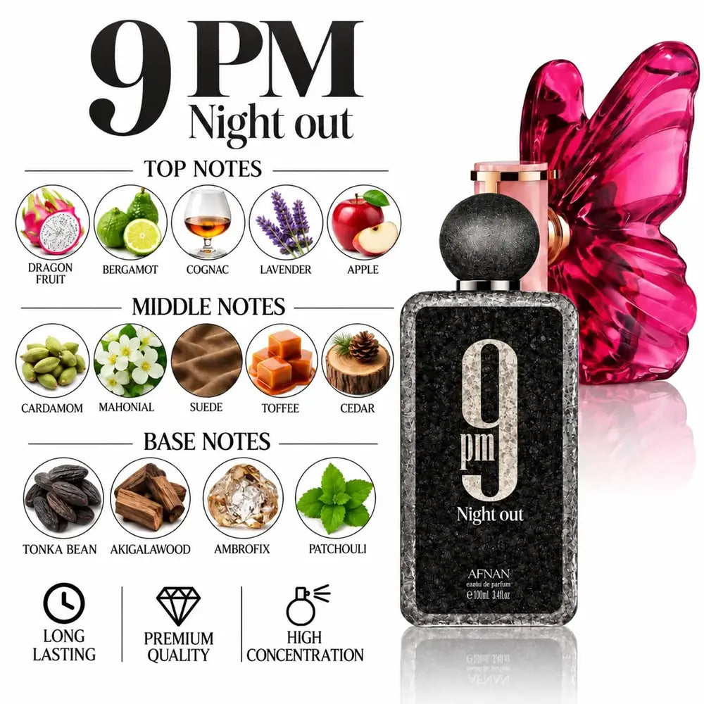9 PM Night Out Perfume With a fragrance notes