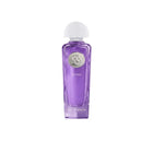 A purple rectangular glass perfume bottle with a white dome-shaped cap, featuring a silver circular emblem with a horse and rider and the text 'BOND' and 'Sir Francis'.