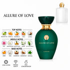 Allure of Love by ALREHAB with citrus, peach, coconut, florals, woods and amber