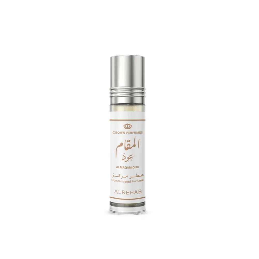 Almaqam Oud 6 ml concentrated perfume oil by ALREHAB on white background