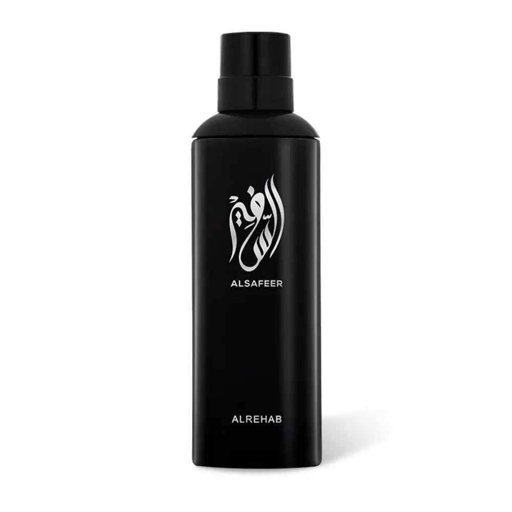 Alsafeer perfume by ALREHAB in a sleek black bottle on white background