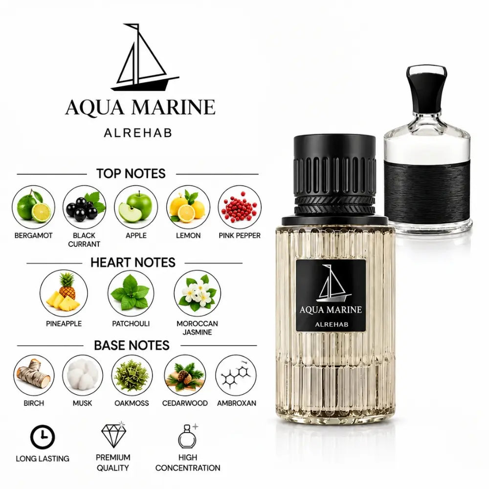 Aqua Marine ALREHAB perfume with citrus, fruity, woody and musky notes