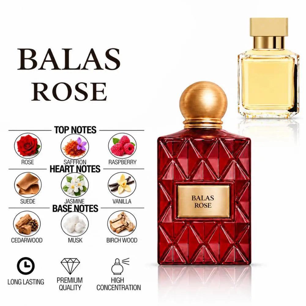 Balas Rose Perfume with a fragrance notes