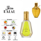 Dalal Perfume by ALREHAB with Mandarin, Orange Blossom, Rose, Plum, Black Vanilla, Sandalwood and Tonka Bean Notes