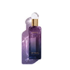 Dantel Sir Francis cologne bottle with a purple-to-blue gradient glass body, gold lettering, and a gold cap with a clear spherical top, shown on a white background with a purple shadow.