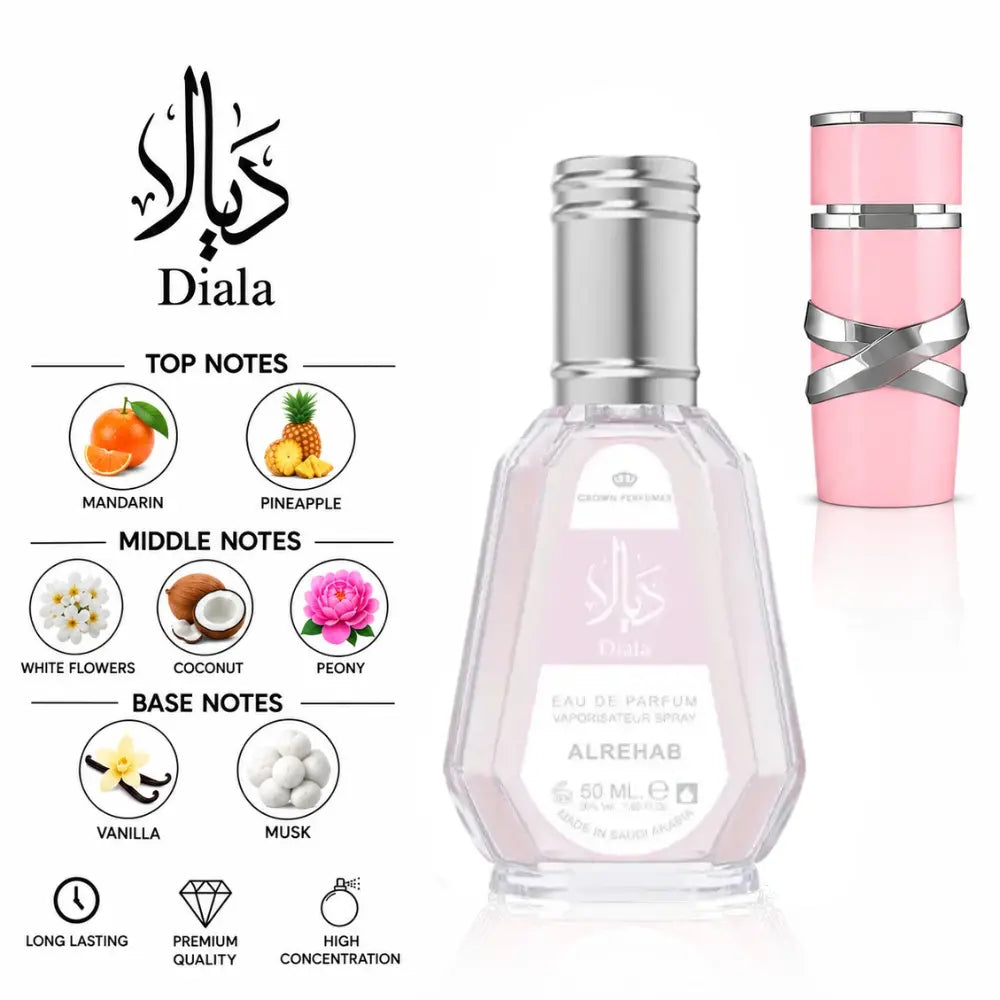 Diala 50 ml Eau de Parfum by ALREHAB with fragrance notes and scent comparison