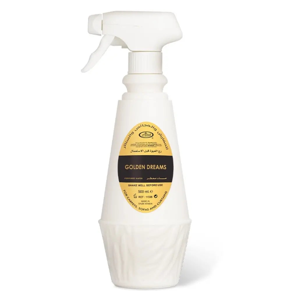 Golden Dreams 500ml Perfumed Water Spray for Carpets, Sofas and Curtains by ALREHAB
