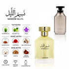 Naseem Allyl perfume by ALREHAB with palmarosa, bergamot, violet, rose, birch wood, incense, musk, cade and gurjun balsam notes