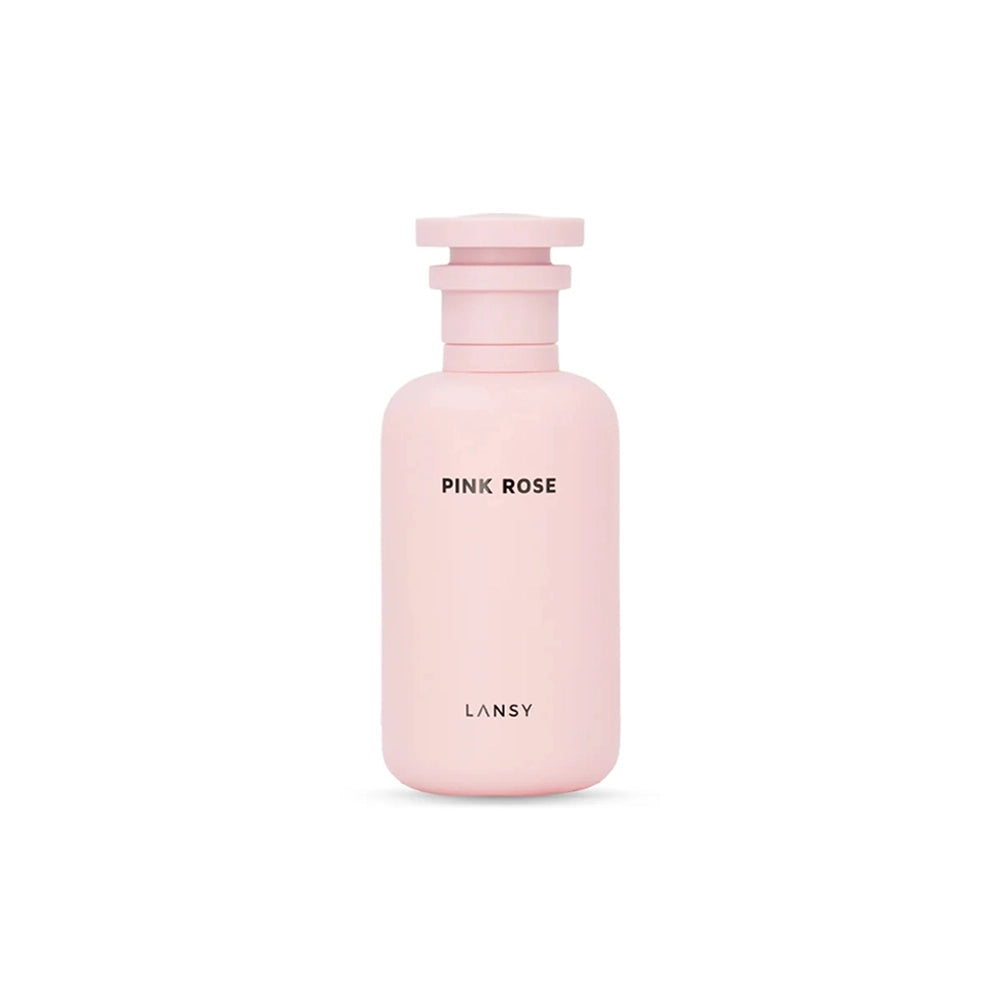Pink Rose Eau de Parfum by LANSY on White Background