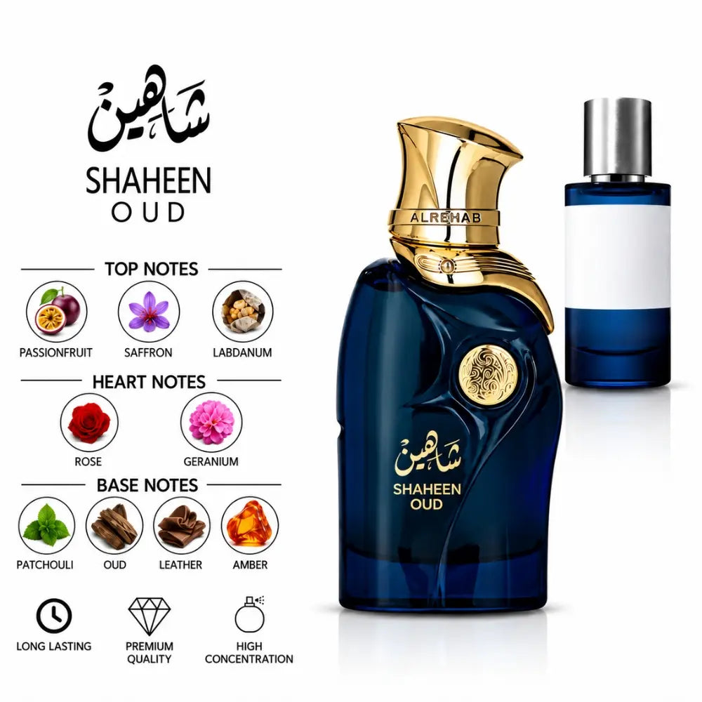 Shaheen Oud perfume by ALREHAB with fragrance notes and scent comparison