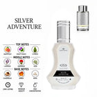 Silver Adventure Perfume by ALREHAB with Grapefruit, Violet Leaves, Cypress, Lavender, Geranium, Cedarwood, Amber and Musk Notes