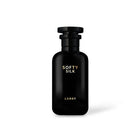 Softy Silk perfume bottle by LANSY in glossy black on white background