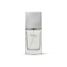 The Secret Code perfume in a clear rectangular glass bottle with silver cap on white background