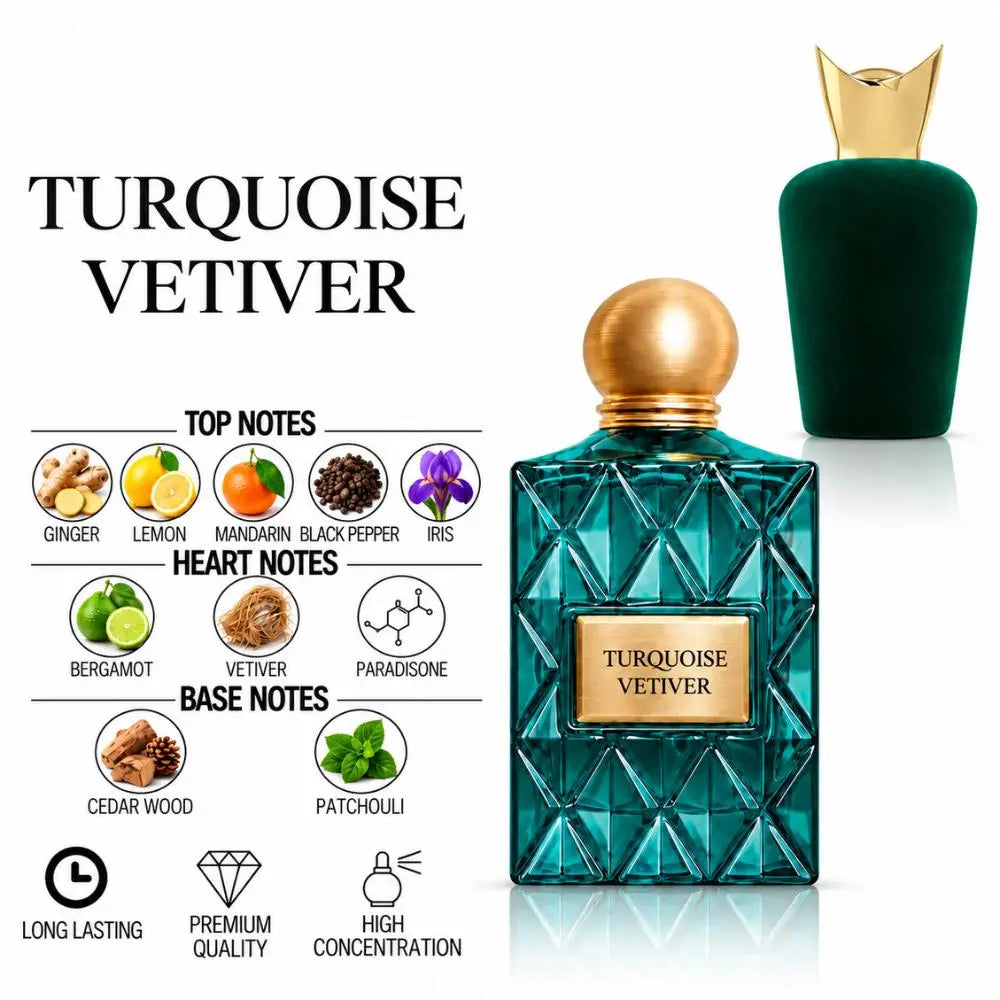Turquoise Vetiver Perfume with fragrance notes 